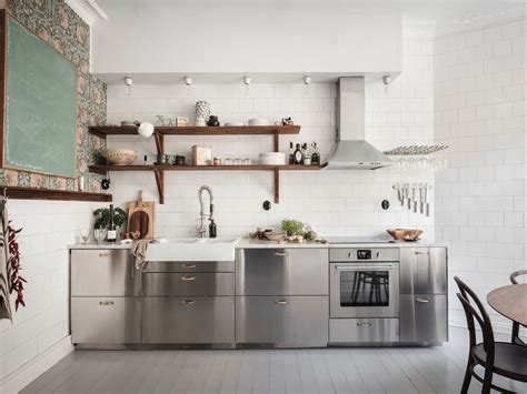 kitchen with stainless steel and white cabinets|fabricated stainless steel kitchen cabinets.